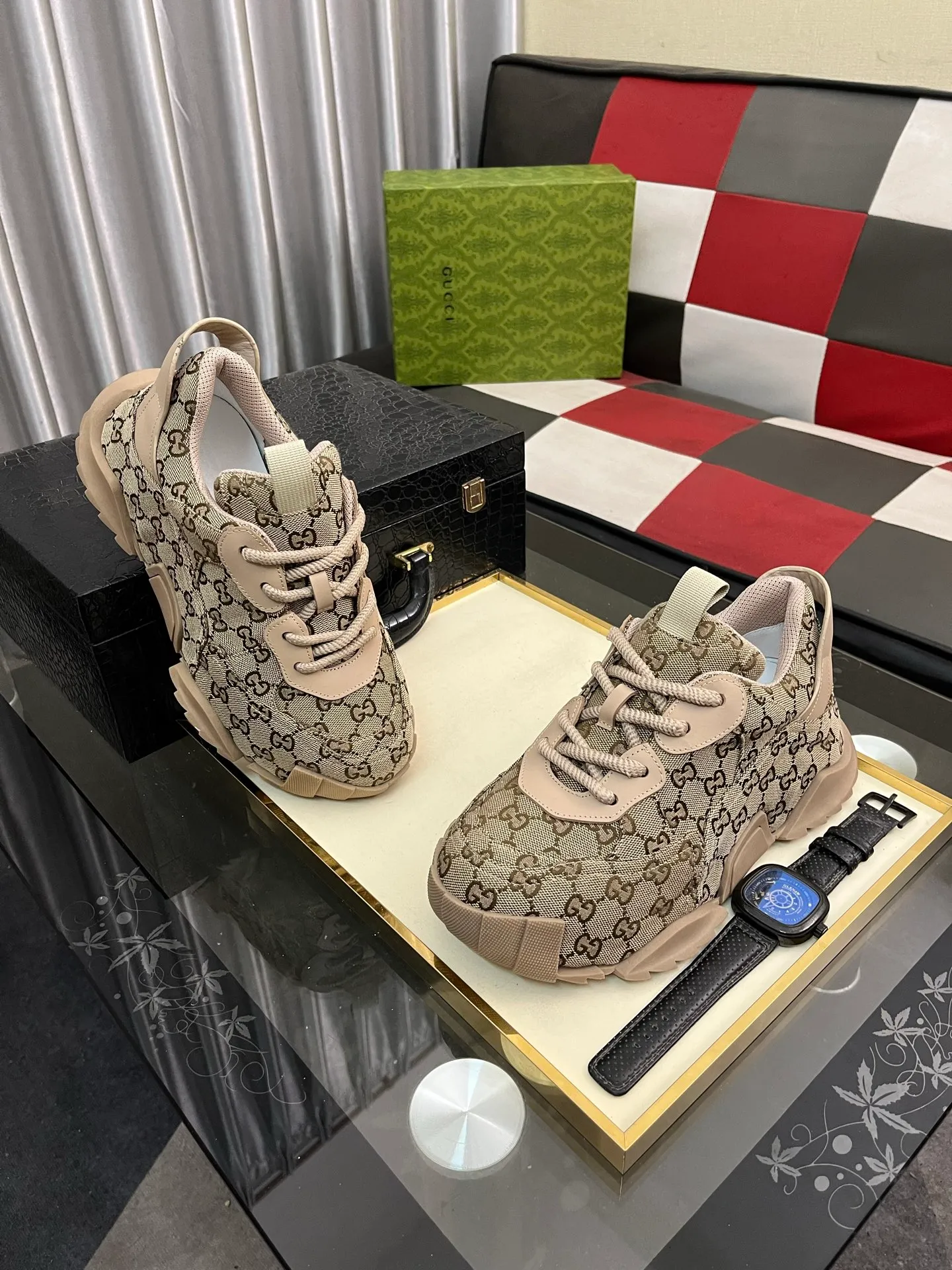 Men's shoes 💰600⌚️⌚️ (GUCCI-Gucci) luxury brand sports and casual shoes, imported original material, sheepskin lining, high-end and comfortable, original outsole is light and wear-resistant! Purely handmade, details determine quality! 38-444️⃣colors available
